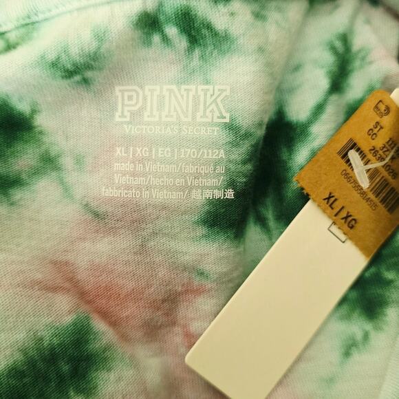 Victoria Secret Pink Green Pink Side Ruching Long Sleeve Women's Top XL NWT - Picture 4 of 5